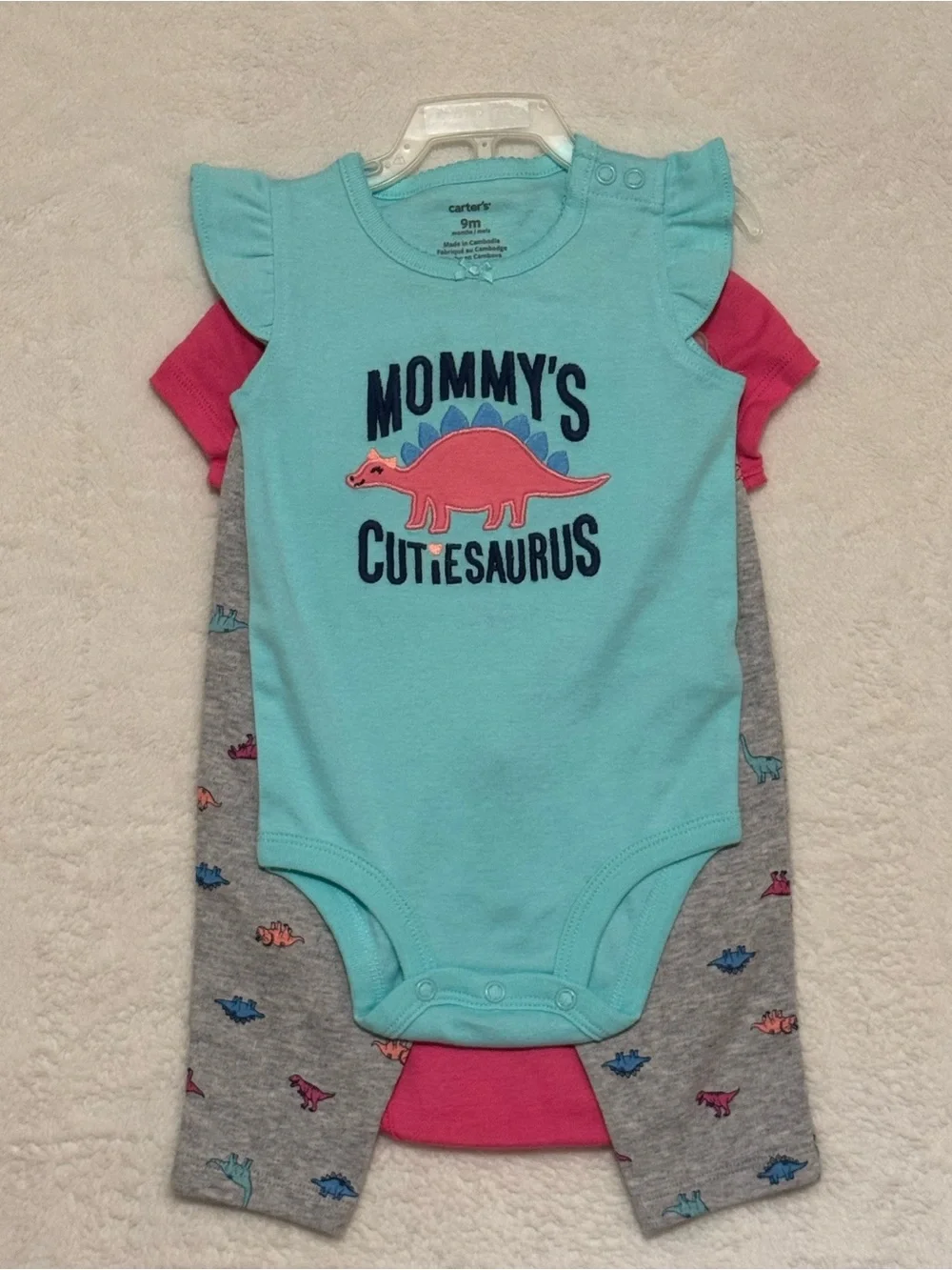 Carter's Baby Girl 3- piece 'Mommy's Cutiesaurus' Three-Piece Outfit
